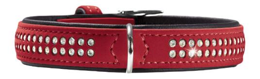Hundehalsbånd Softie Deluxe Kunstskinn Bringebær/Sort XS-S 40 cm