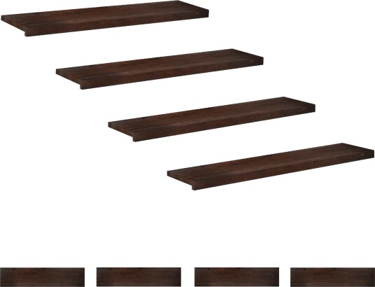 vidaXL Trappetrinn 8 stk. 120 x 25 x 2 cm Mørk brun Massiv bøketre