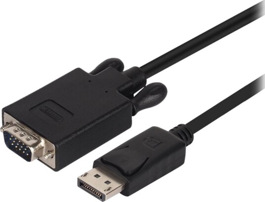 Unitek Y 5118F Adapterkabel Displayport Hann Til Hd 15 Vga Hann 1.8 M Tommelskruer 1080P Støtte Svart