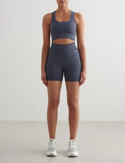 aim´n Ribbed Seamless Midi Biker Shorts - Blue - S