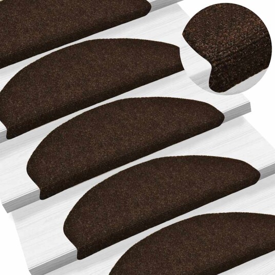 vidaXL Selvklebende trappematter 15 stk brun 65x21x4 cm nålestempel