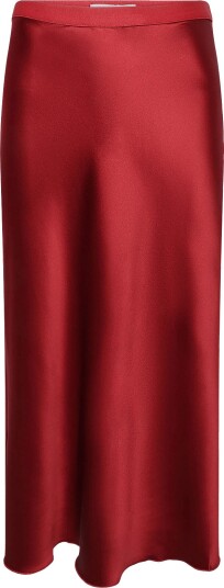 Ahlvar Gallery Hana Satin Silk Skirt DARK RED L