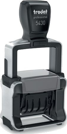 Trodat Trodat 134195 Blekkgjør Seg Selv Tekst /Datostempel Gummi 23 X 40 Mm Sort Rustfritt Stål Blå/Rød