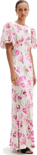 Malina Freja Pouf Sleeve Maxi Dress   Pink   42