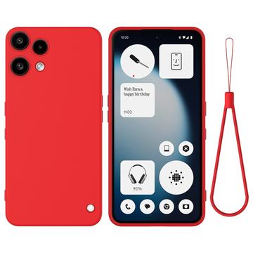 Nothing Phone 3a Lite Flytende silikon deksel med håndstropp Rød