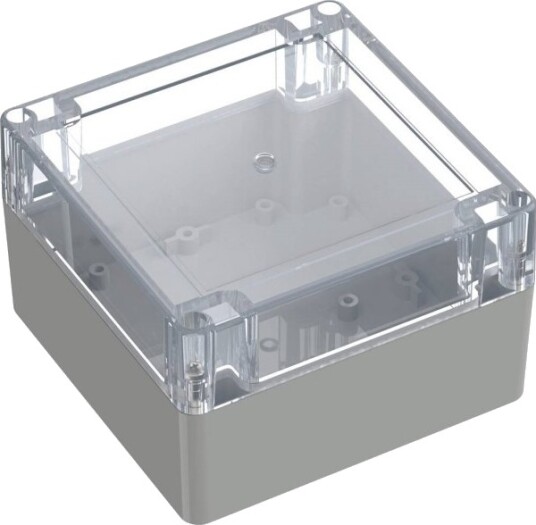 Tru Components 6U07121208437 119,9 × 119,9 × 75 mm ABS Polykarbonat Lys Grå Transparent