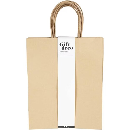 Papirpose H: 33 cm B: 26x13 cm 125 g brun 10 stk./ 1 pk.