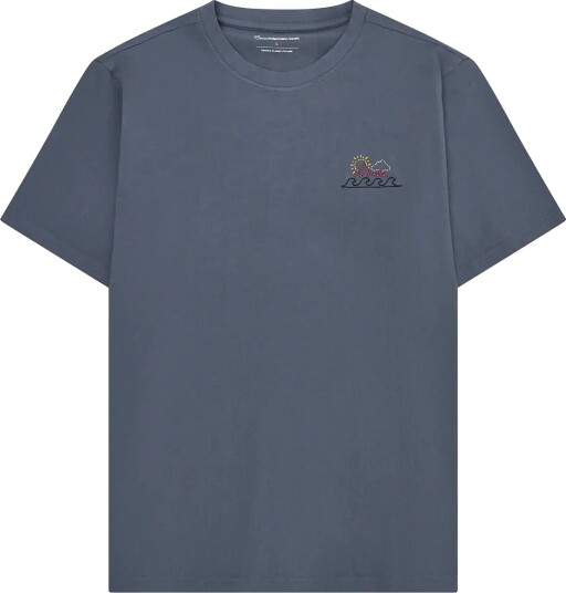 Knowledge Cotton Apparel Chest Print T Shirt Blue XXL