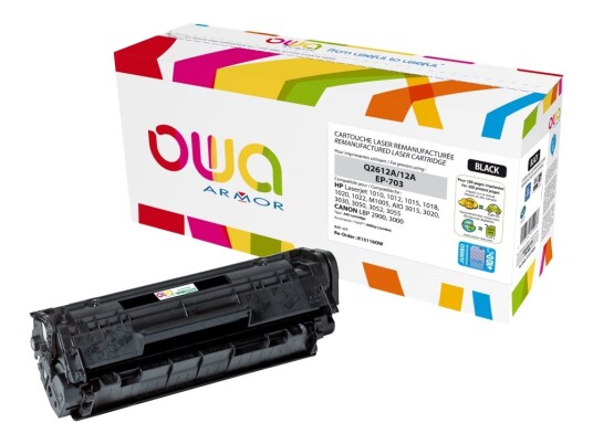 Owa - Sort - Kompatibel - Tonerkassett - For Canon I-Sensys Lbp2900 Lbp3000  Laserskudd Lbp-2900  Hp Laserjet 10Xx 30Xx M1005 M1319