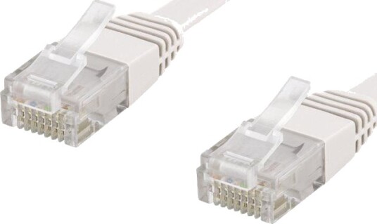 Deltaco Cat6 0,3m Flat Nettverkskabel RJ-45 Hvit U/UTP