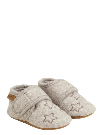 En Fant Wool Slippers W. Embroidery - Grey - 19\20