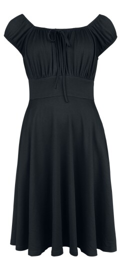 Voodoo Vixen Rockabilly Middellang kjole Gathered Neckline Flare Dress XS til 4XL Damer svart