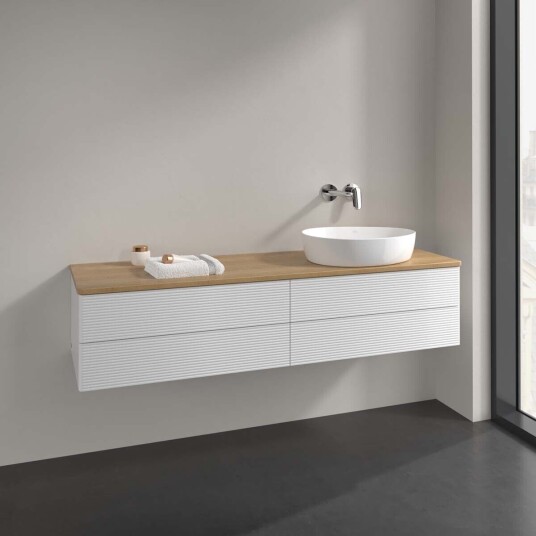 Villeroy & Boch Antao Servantskap med 4 skuffer 160x50x36 cm m/lys Hvit Blank/Eik Villeroy & Boch Antao Servantskap med 4 skuffer 160x50x36 cm m/lys Hvit Blank/Eik