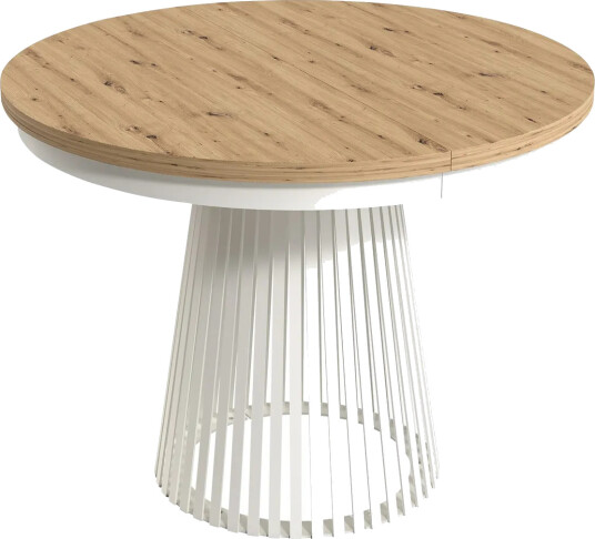 Erylan Spisebord rundt uttrekkbart 100-180 cm - hvit, natur