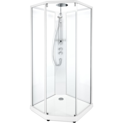 Contura Showerama Comfort dusjkabinett, 90x80 cm, hvit profil, frostet glass