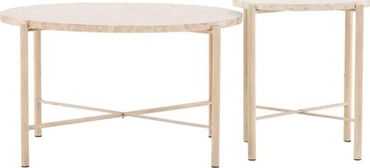 Sofabordsett VIND Sandhamn 2 stk Runde 70 cm/40 cm Beige -