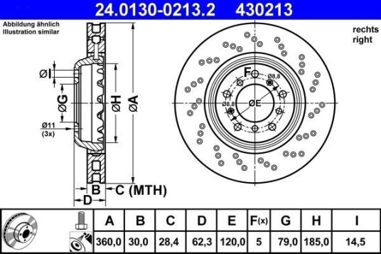 Bremseskive ATE 24.0130-0213.2