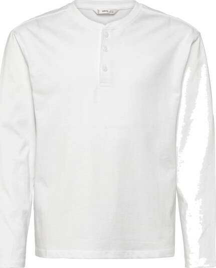 Mango Buttoned Cotton T-Shirt - White - 7-8