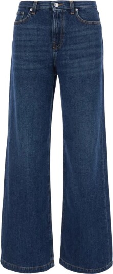 Roy Roger's Marta Wide Jeans Blå med Vide Ben og Logo-Patch