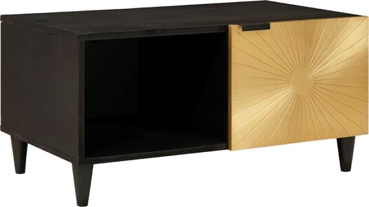 vidaXL Kaffebord Svart og Gull 80 x 50 x 40 cm