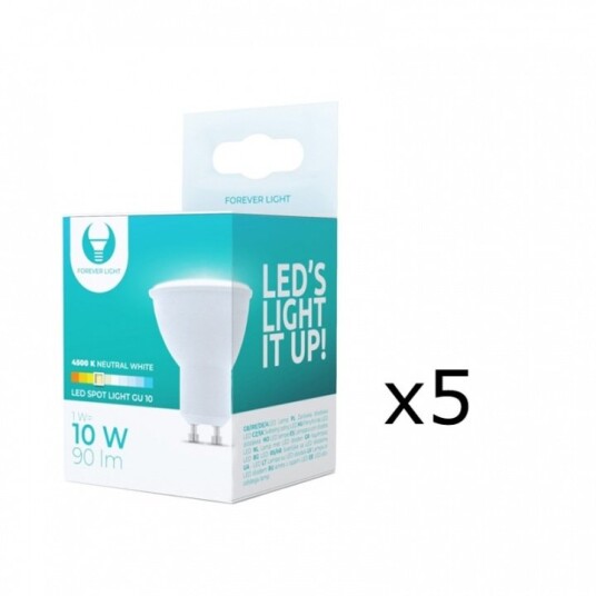 LED-lampe GU10, 1W, 230V, 4500K, 5-pk, Hvit nøytral LED-lampe GU10, 1W, 230V, 4500K, 5-pk, Hvit nøytral