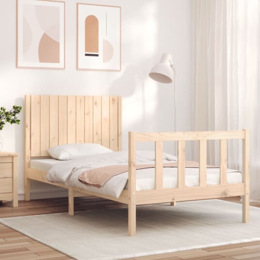 vidaXL Sengeramme med hodegavl 100x200 cm heltre 8720845981068
