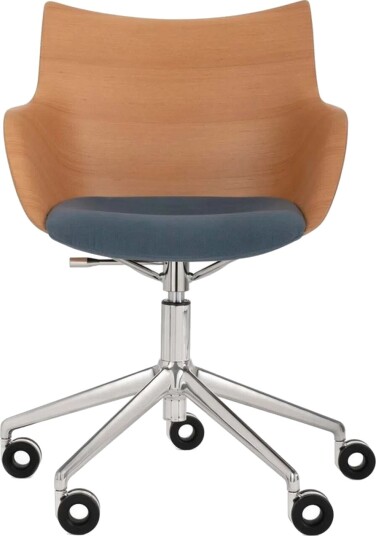 Kartell Q/Wood Kontorstol Krom/lyst Tre med Blå Trekk