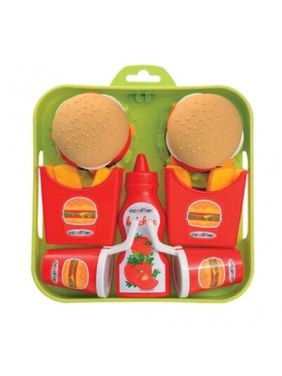 Ecoiffier 100% Chef Hamburgerset on serving tray Ecoiffier 100% Chef Hamburgerset on serving tray