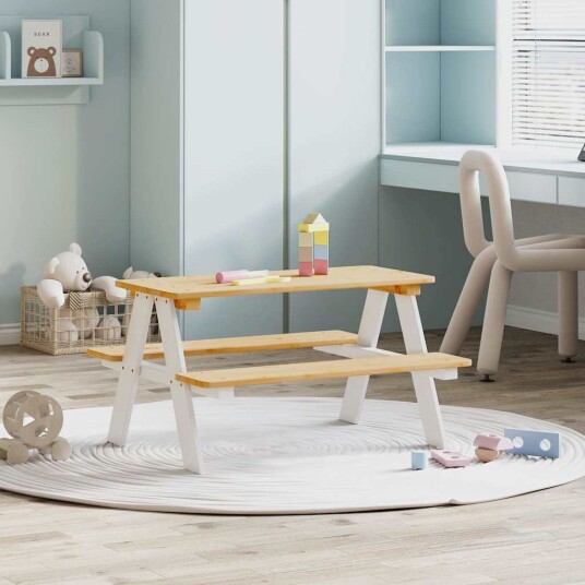 Barnebord med benker IRUN 90x79,5x50 cm massivt tre