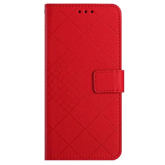 EIDERWOOD Sony Xperia 10 VI Kunst Skinn Flip Deksel med Lommebok og Stropp - Rutedekor - Rød