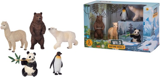 Simba Nature World Sett med 5 Ville Dyr i Plast