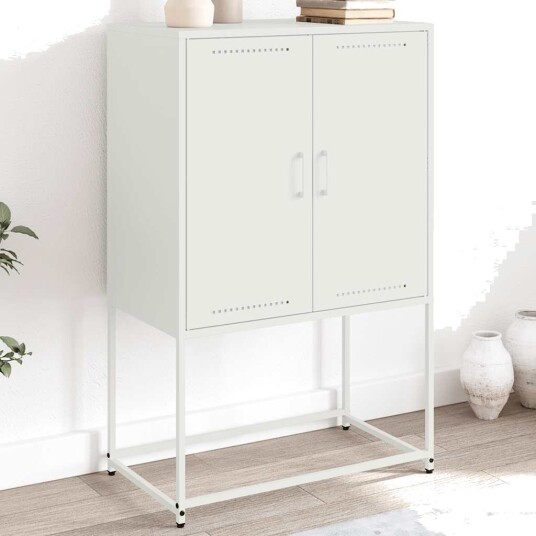  Highboard hvit 68,5x38,5x107 cm stål