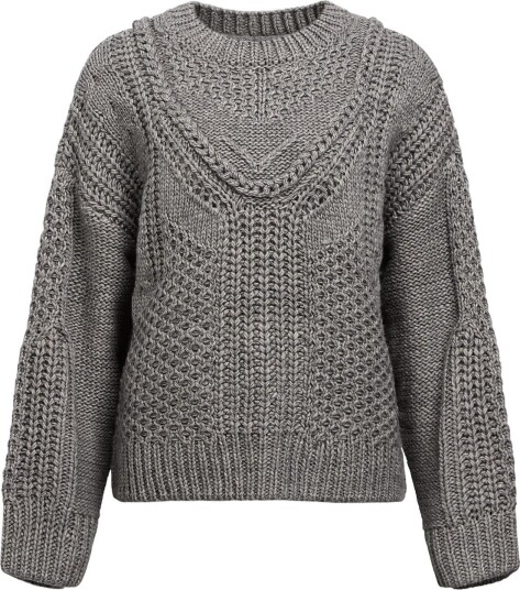 Object Objhinna L/S Re Knit Pullover 146 MEDIUM GREY MELANGE M