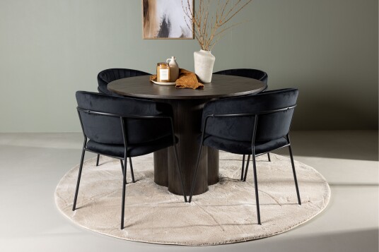 Venture Home Olivia Matgruppe 110 cm Rund med 4 Selma Stoler Sort
