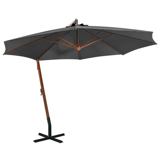 vidaXL Hengende parasoll med stolpe antrasitt 3,5x2,9 m heltre gran