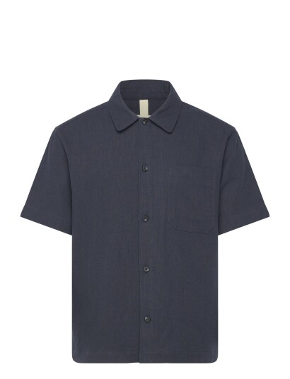 Brixtol Textiles Frank S/S Linen Cream   Navy   M