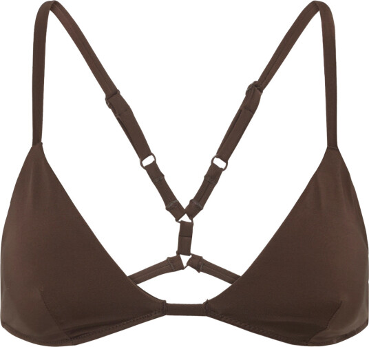 Monki Crossback Triangle Bikini Top   Brown   XL