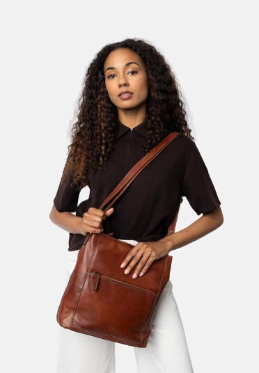 Re:Designed by dixie Myra Big skulderveske i skinn Cognac