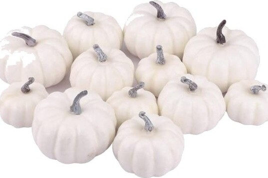 Halloween Kunstige Mini Gresskar Hvite 12 stk