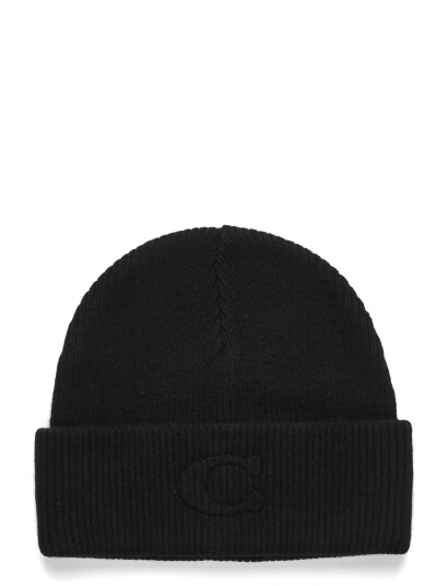 Coach Accessories Embossed C Knit Beanie - Black - ONE SIZE Coach Accessories Embossed C Knit Beanie - Black - ONE SIZE