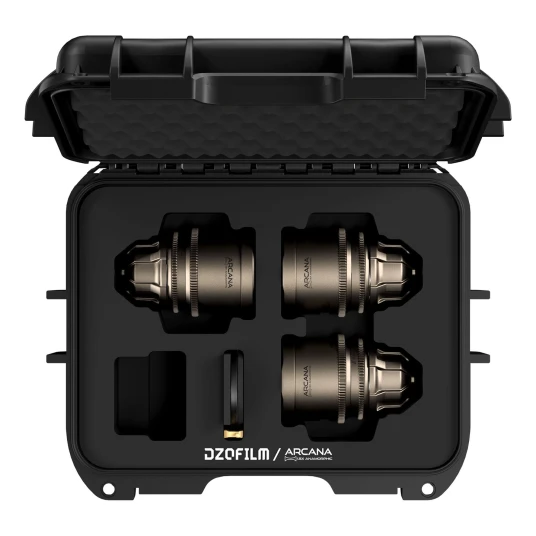 DZOFilm Arcana 3 Lens Kit T2.1 FF Prime 32/45/75mm. 1.5x Anamorphic. ARRI PL