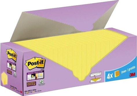 3M 654-Sscy Vp24, Firkant, Gult, Papir, 76 Mm, 76 Mm, 90 Ark