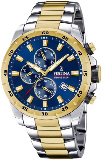 Festina Herreklokke F20562 2 Sport Blå/Gulltonet stål Ø45.5 mm