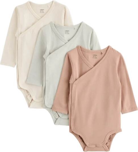 Lindex 3 Pack Solid Wrap Bodysuits Khaki green 56