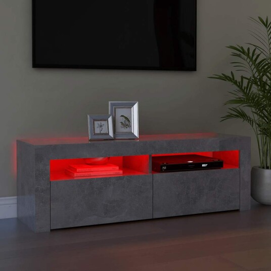 vidaXL TV-benk med LED-lys betonggrå 120x35x40 cm