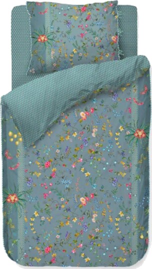 Pip Studio Blomstret sengetøy   Petites Fleurs Blue   Sengetøysett med 2 i 1 design   100% bomull   Pip Studio sengetøy
