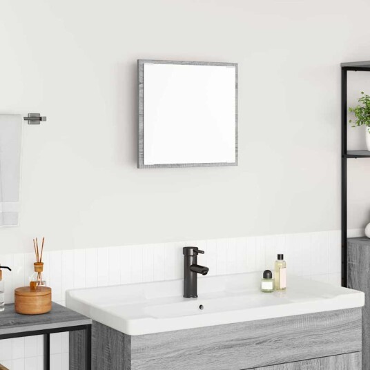  LED Baderom Speil Grå Sonoma 40x8.5x37 cm Konstruert Tre