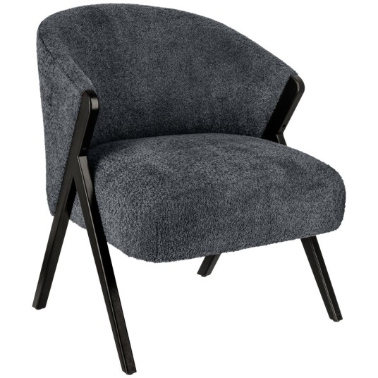 VEGA Lenestol Caso Bouclé; 69x70x77 cm BxDxH; Sete Svart Ramme Svart