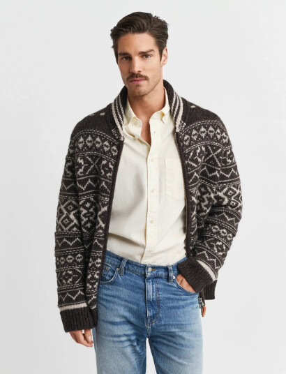 GANT Jacquard Cardigan - Multi/patterned - XXXL