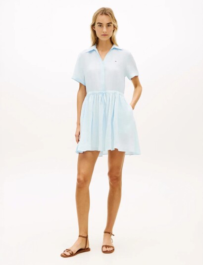 Tommy Hilfiger Ess Linen Short Ss Dress Blue XL Tommy Hilfiger Ess Linen Short Ss Dress Blue XL